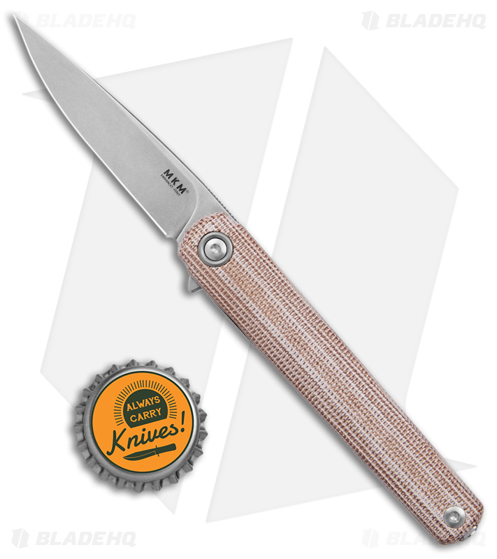 MKM Flame Light Liner Lock Knife Natural Canvas Micarta (2.8" SW)