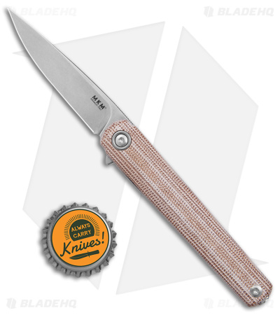 MKM Flame Light Liner Lock Knife Natural Canvas Micarta (2.8" SW)