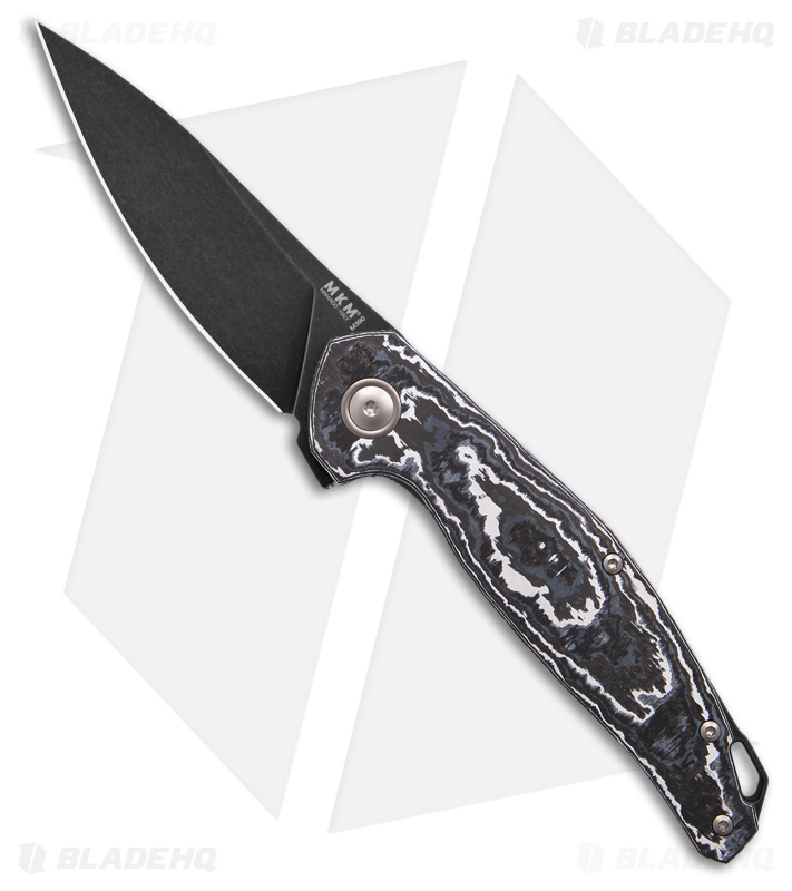 MKM Anso Goccia Liner Lock Knife White Storm Carbon Fiber (3.25" Black SW)