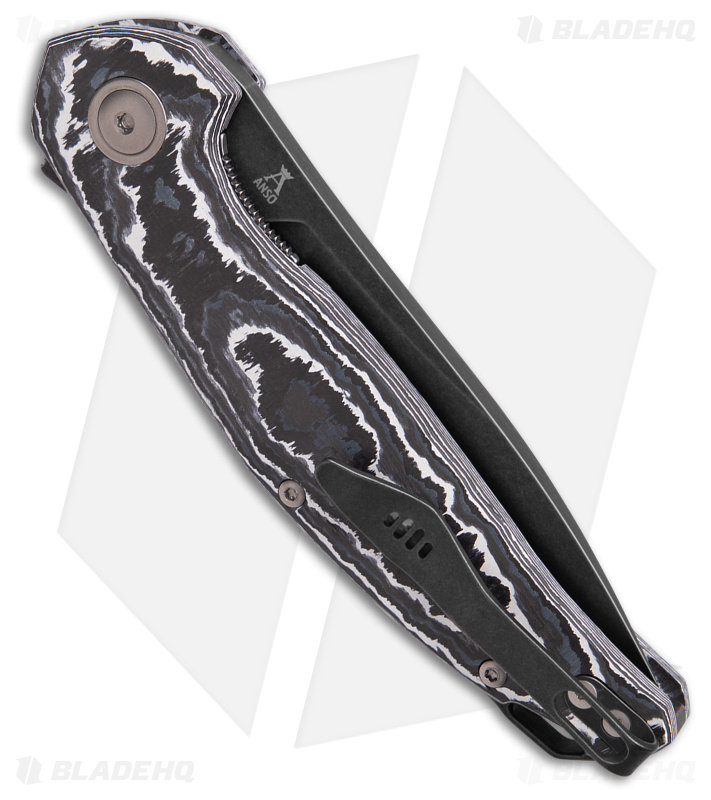 MKM Anso Goccia Liner Lock Knife White Storm Carbon Fiber (3.25" Black SW)