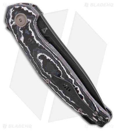 MKM Anso Goccia Liner Lock Knife White Storm Carbon Fiber (3.25" Black SW)