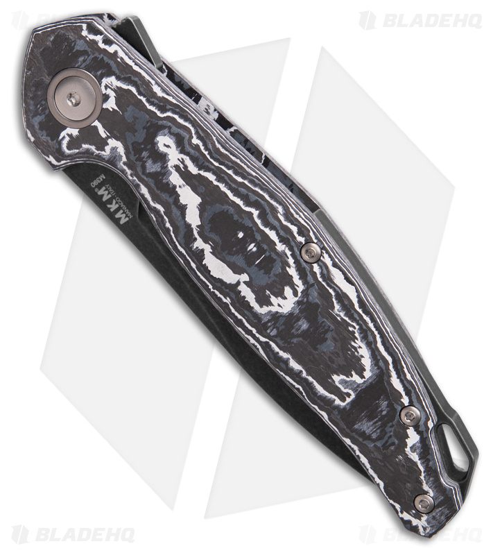 MKM Anso Goccia Liner Lock Knife White Storm Carbon Fiber (3.25" Black SW)
