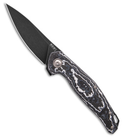 MKM Anso Goccia Liner Lock Knife White Storm Carbon Fiber (3.25" Black SW)