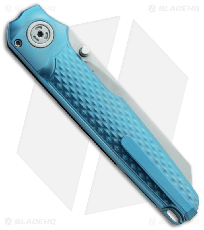 MKM Miura Button Lock Knife Blue Ti (2.72" Satin M390) MK MI-TBL