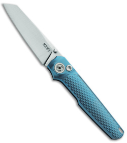 MKM Miura Button Lock Knife Blue Ti (2.72" Satin M390) MK MI-TBL