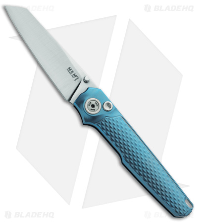 MKM Miura Button Lock Knife Blue Ti (2.72" Satin M390) MK MI-TBL