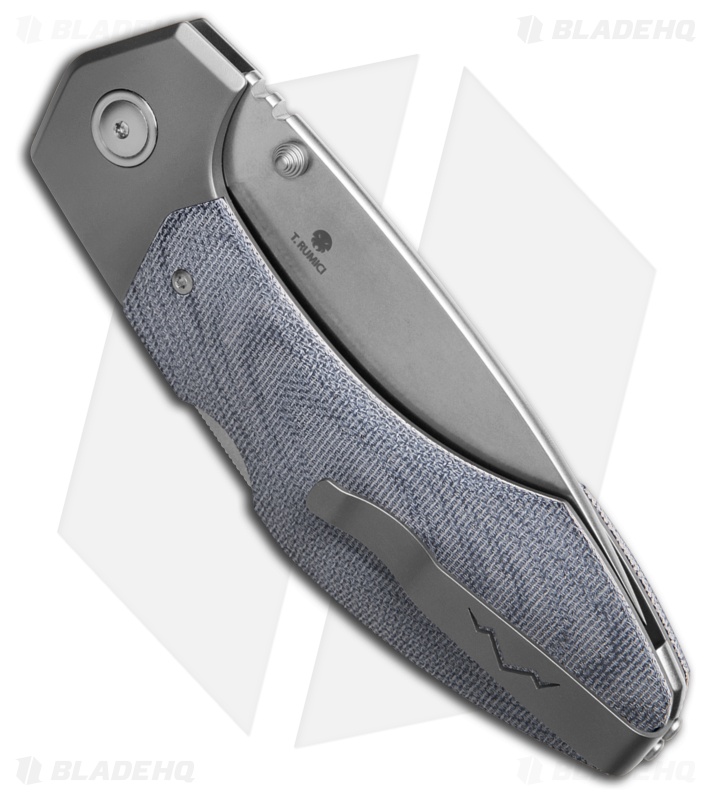 MKM Hero Back Lock Knife Denim Canvas Micarta (3.75" Stonewash)