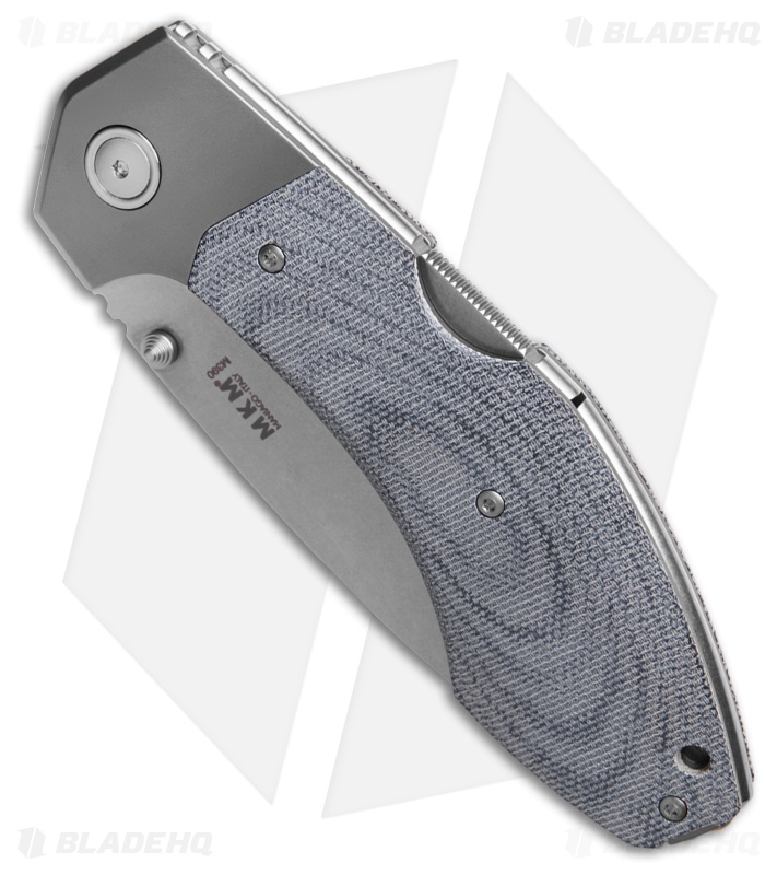 MKM Hero Back Lock Knife Denim Canvas Micarta (3.75" Stonewash)