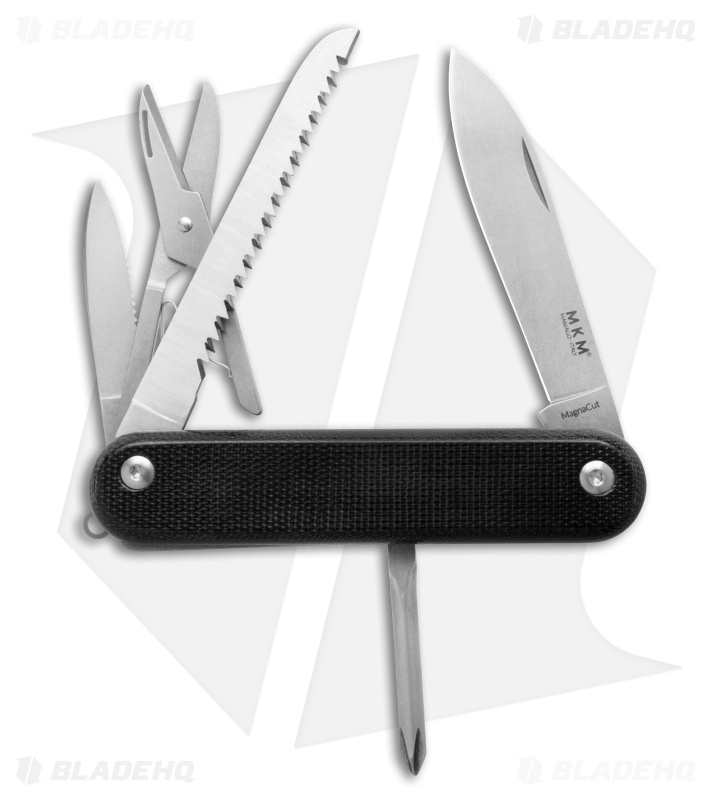 MKM Malga 5 MagnaCut Multi-Tool Pocket Knife Black Micarta (5-in-1)