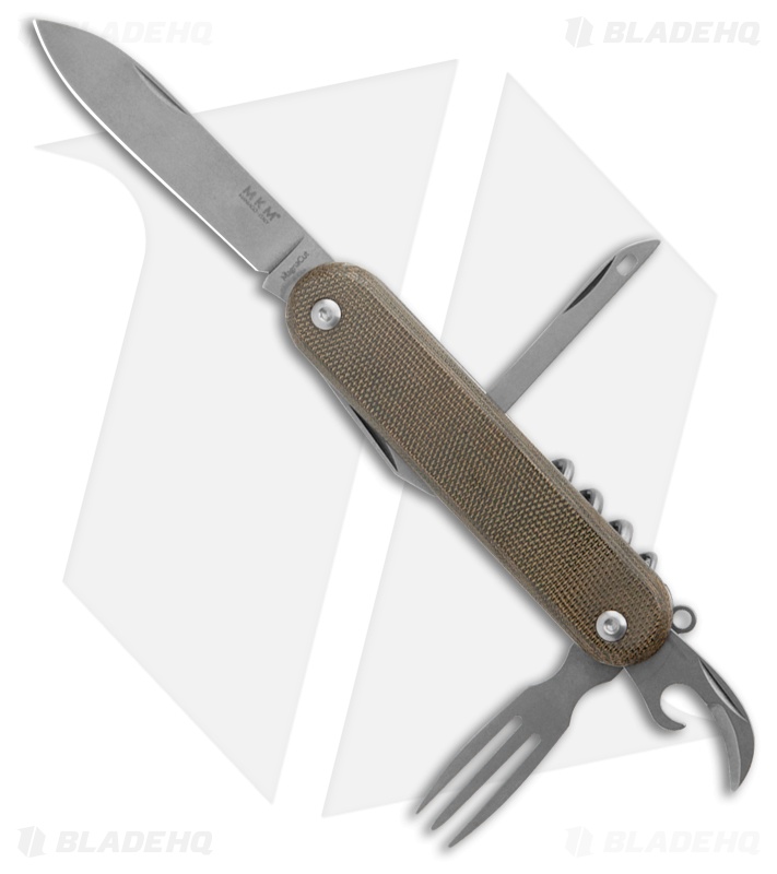 MKM Malga 6 MagnaCut Multi-Tool Pocket Knife Green Micarta (6-in-1)