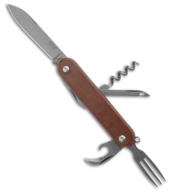 MKM Malga 6 MagnaCut Multi-Tool Pocket Knife Natural Tan Micarta (6-in-1)