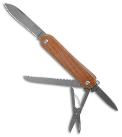 MKM Malga 5 MagnaCut Multi-Tool Pocket Knife Natural Tan Micarta (5-in-1)