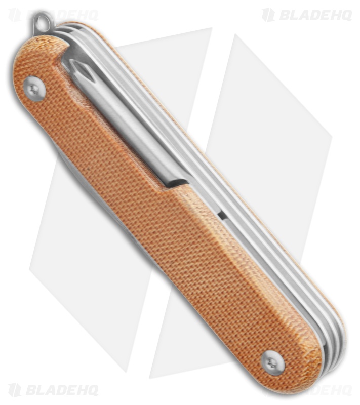 MKM Malga 5 MagnaCut Multi-Tool Pocket Knife Natural Tan Micarta (5-in-1)