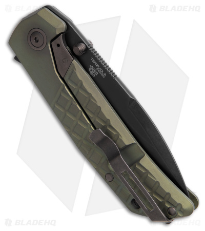 MKM Terzuola Maximo Frame Lock Knife OD Green Titanium (3.2" Black ) MK MM-TGRD