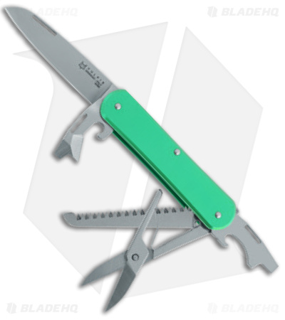 Fox Knives Vulpis 5-in-1 Slipjoint Knife Green Alum (2.2" Polish) FX-VP130-SF5OD