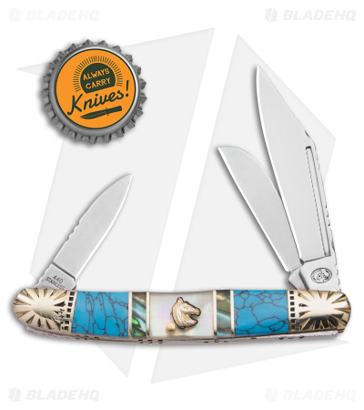 Frost Silverhorse Wrangler Slip Joint Knife 4.0" Abalone/Turquoise 112TUR