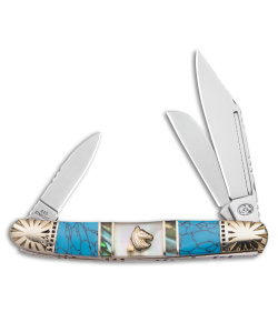 Frost Silverhorse Wrangler Slip Joint Knife 4.0" Abalone/Turquoise 112TUR