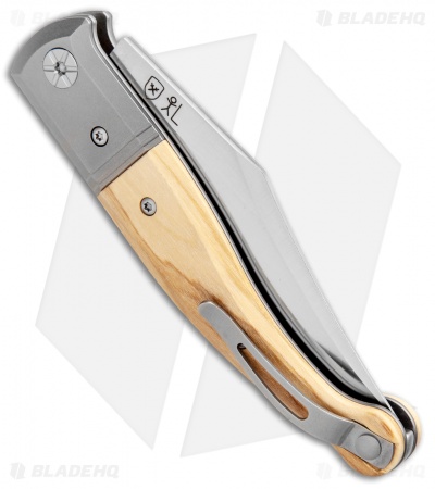 LionSteel Gitano Traditional Slip Joint Knife Olive Wood/Ti (3.25" Satin) 