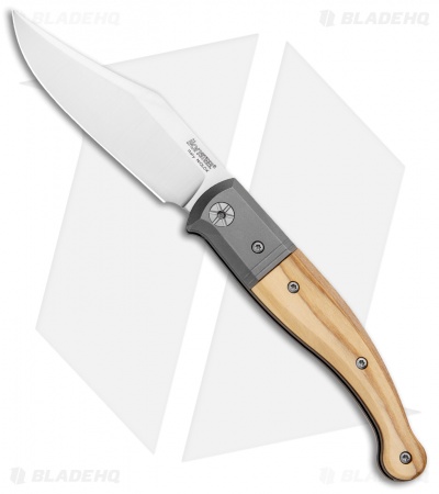 LionSteel Gitano Traditional Slip Joint Knife Olive Wood/Ti (3.25" Satin) 