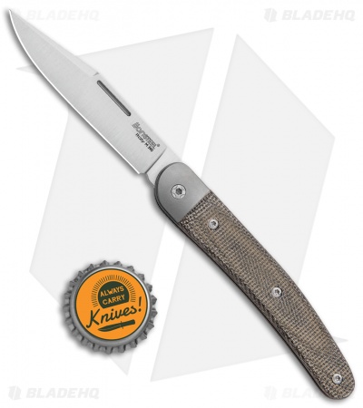LionSteel Jack Slip Joint Knife One Function Green Micarta (3" Satin M390)