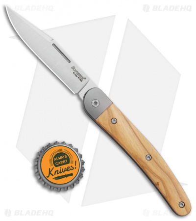 LionSteel Jack Slip Joint Knife One Function Olive Wood (3" Satin M390)