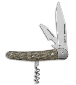 LionSteel Jack Slip Joint Knife Three Function Green Micarta (3" Satin M390)