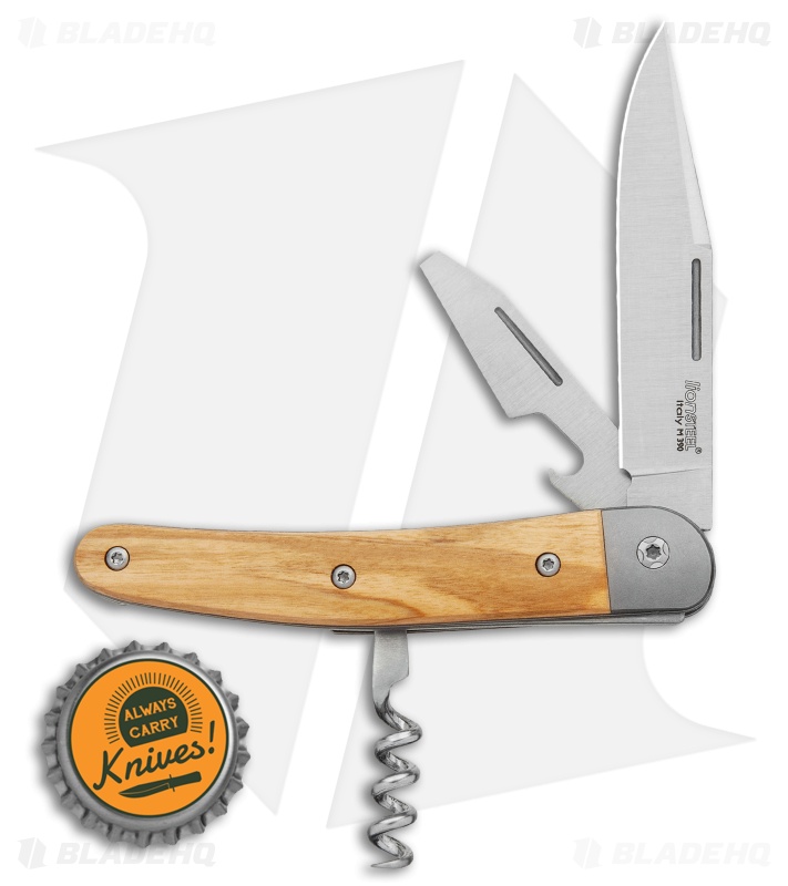 LionSteel Jack Slip Joint Knife Three Function Olive Wood (3" Satin M390)