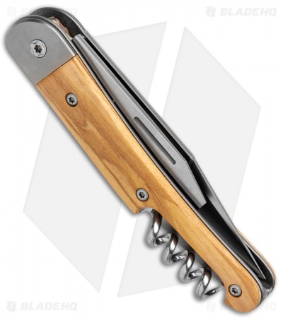 LionSteel Jack Slip Joint Knife Three Function Olive Wood (3" Satin M390)