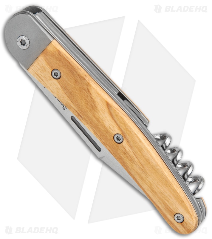 LionSteel Jack Slip Joint Knife Three Function Olive Wood (3" Satin M390)