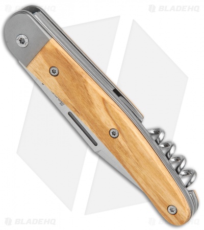 LionSteel Jack Slip Joint Knife Three Function Olive Wood (3" Satin M390)