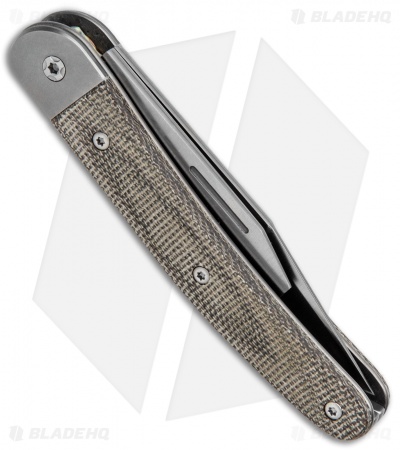 LionSteel Jack Slip Joint Knife Two Function Green Micarta (3" Satin M390)