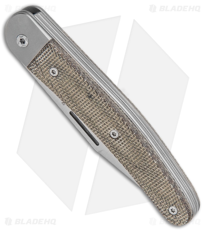 LionSteel Jack Slip Joint Knife Two Function Green Micarta (3" Satin M390)