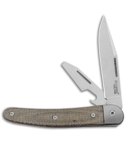 LionSteel Jack Slip Joint Knife Two Function Green Micarta (3" Satin M390)