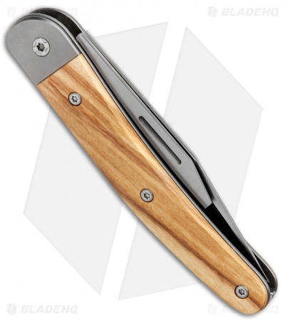 LionSteel Jack Slip Joint Knife Two Function Olive Wood (3" Satin M390)