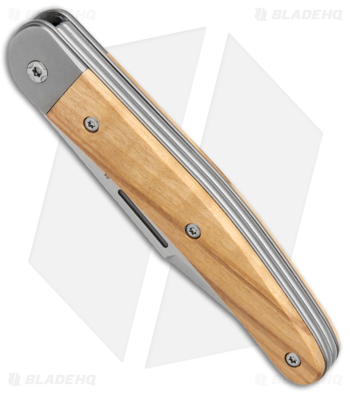 LionSteel Jack Slip Joint Knife Two Function Olive Wood (3" Satin M390)