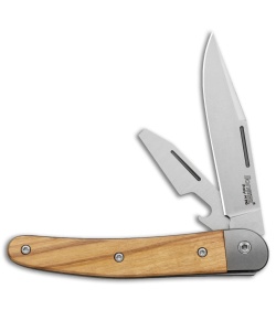 LionSteel Jack Slip Joint Knife Two Function Olive Wood (3" Satin M390)