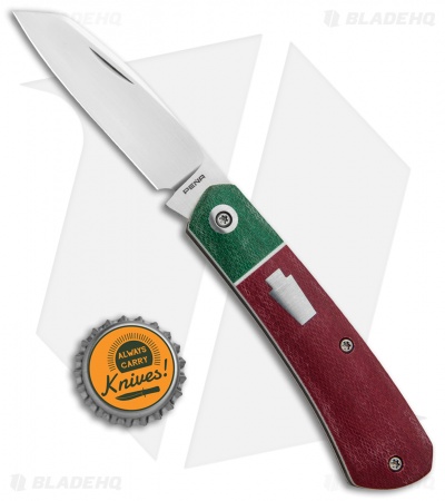 Pena Knives Custom Slipjoint Traditional Knife Red/Green Micarta (2.75" Satin)
