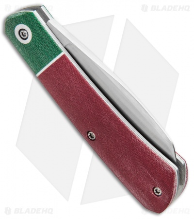 Pena Knives Custom Slipjoint Traditional Knife Red/Green Micarta (2.75" Satin)