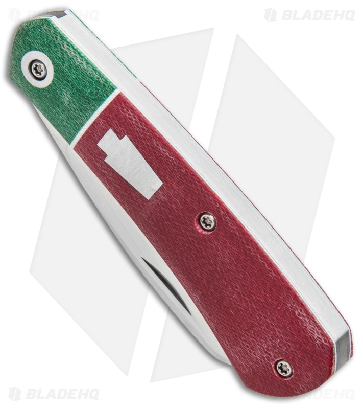 Pena Knives Custom Slipjoint Traditional Knife Red/Green Micarta (2.75" Satin)