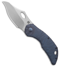 Olamic Cutlery Busker Frame Lock Knife Titanium Blue Seabed (2.5" Satin)