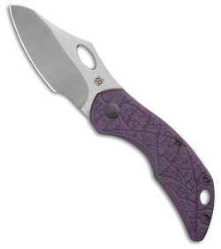 Olamic Cutlery Busker Semper Knife Hand Carved Purple Titanium (2.5" Satin)