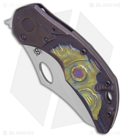 Olamic Cutlery Busker Semper Knife Steampunk Titanium  (2.5" Satin)