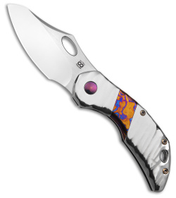 Olamic Cutlery Semper Busker Knife Polished Titanium/Timascus Inlay(2.5" Polish)