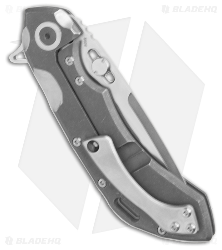 Olamic Cutlery Wayfarer 247 Drop Point Knife Stonewashed Titanium (3.5" Satin)