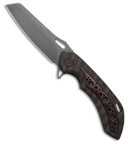 Olamic Cutlery Wayfarer 247 Knife Flamed Titanium W/Antique Inlay (3.5" SW) 