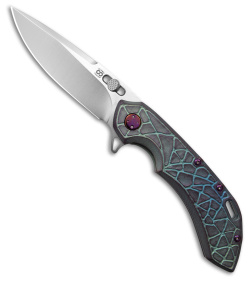 Olamic Cutlery Wayfarer 247 Purist Knife Teal Titanium Craquelure (3.5&quot;)  | 192131