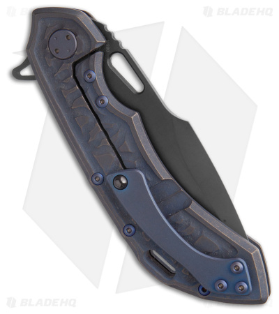 Olamic Wayfarer 247 Harpoon Knife Blue SW Ti Bengal Sculpted (3.5" Black M390)