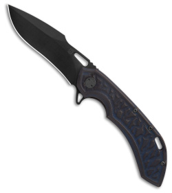 Olamic Wayfarer 247 Harpoon Knife Blue SW Ti Bengal Sculpted (3.5" Black M390)