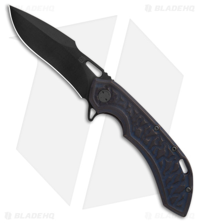 Olamic Wayfarer 247 Harpoon Knife Blue SW Ti Bengal Sculpted (3.5" Black M390)