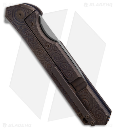 Olamic Cutlery Rainmaker Knife Hand Carved Mask Titanium  (4.25" Satin)